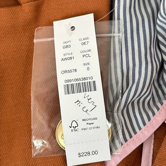 J Crew Womens Bristol Blazer 0 Linen Business Burnt Orange Fall Gold Button NEW - Picture 3 of 8